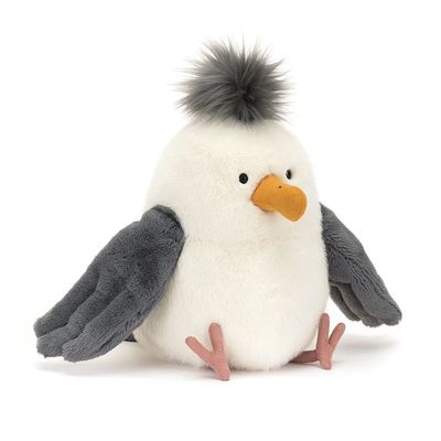 Jellycat Chip Seagull plush toy with soft white and gray feathers displayed at our boutique in Poughkeepsie NY