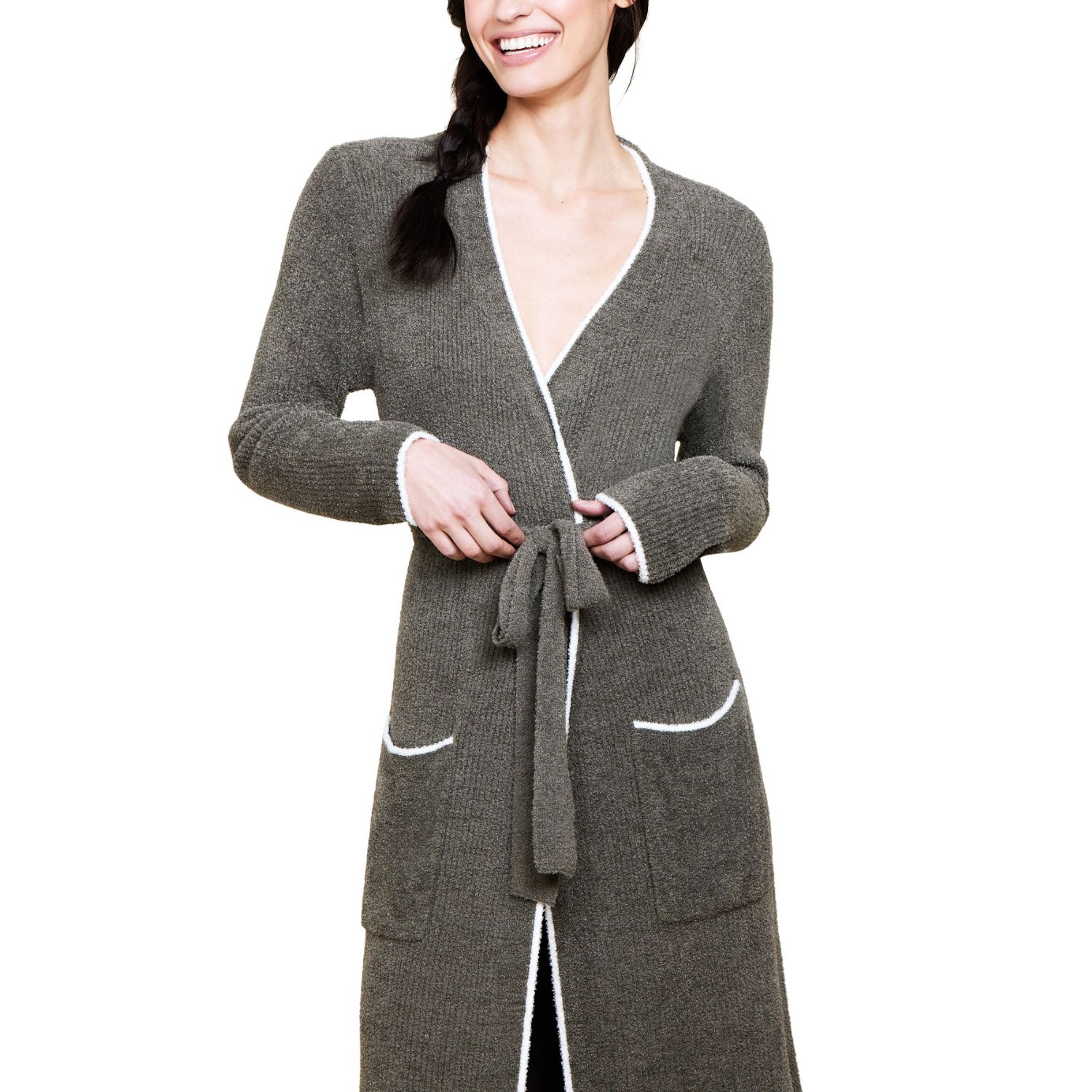 CozyChic Lite® Contrast Ribbed Robe | Olive Branch/Pearl