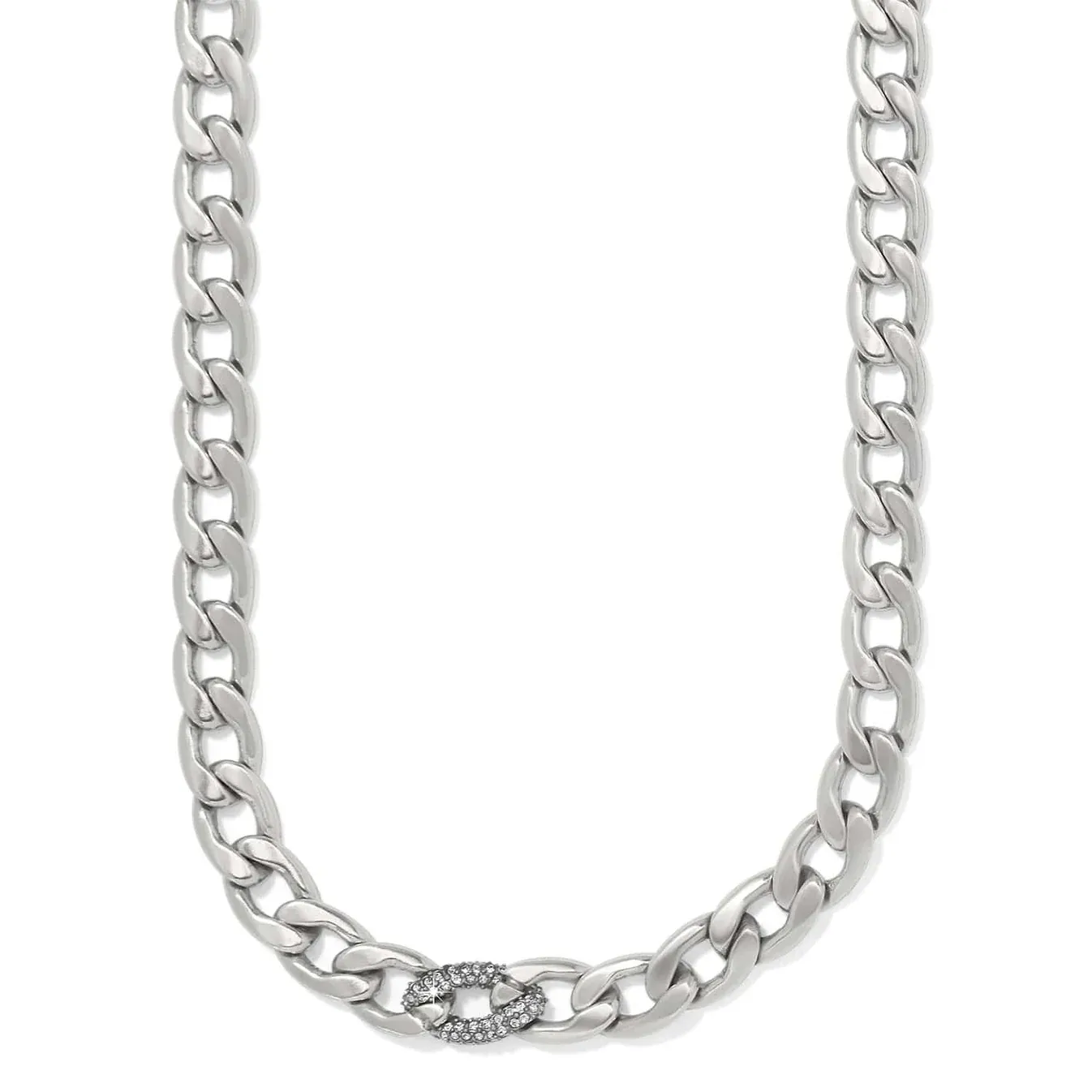 Cleo Pave Link Necklace, Color: Silver