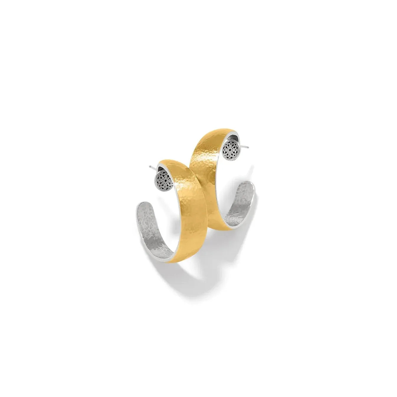 Gold-Silver Ferrara Entrata Moon Small Hoop Earrings