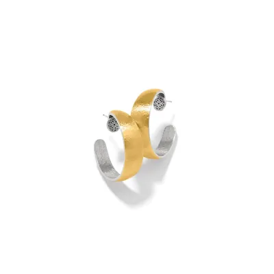 Gold-Silver Ferrara Entrata Moon Small Hoop Earrings