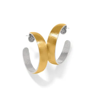 Gold-Silver Ferrara Entrata Moon Large Hoop Earrings