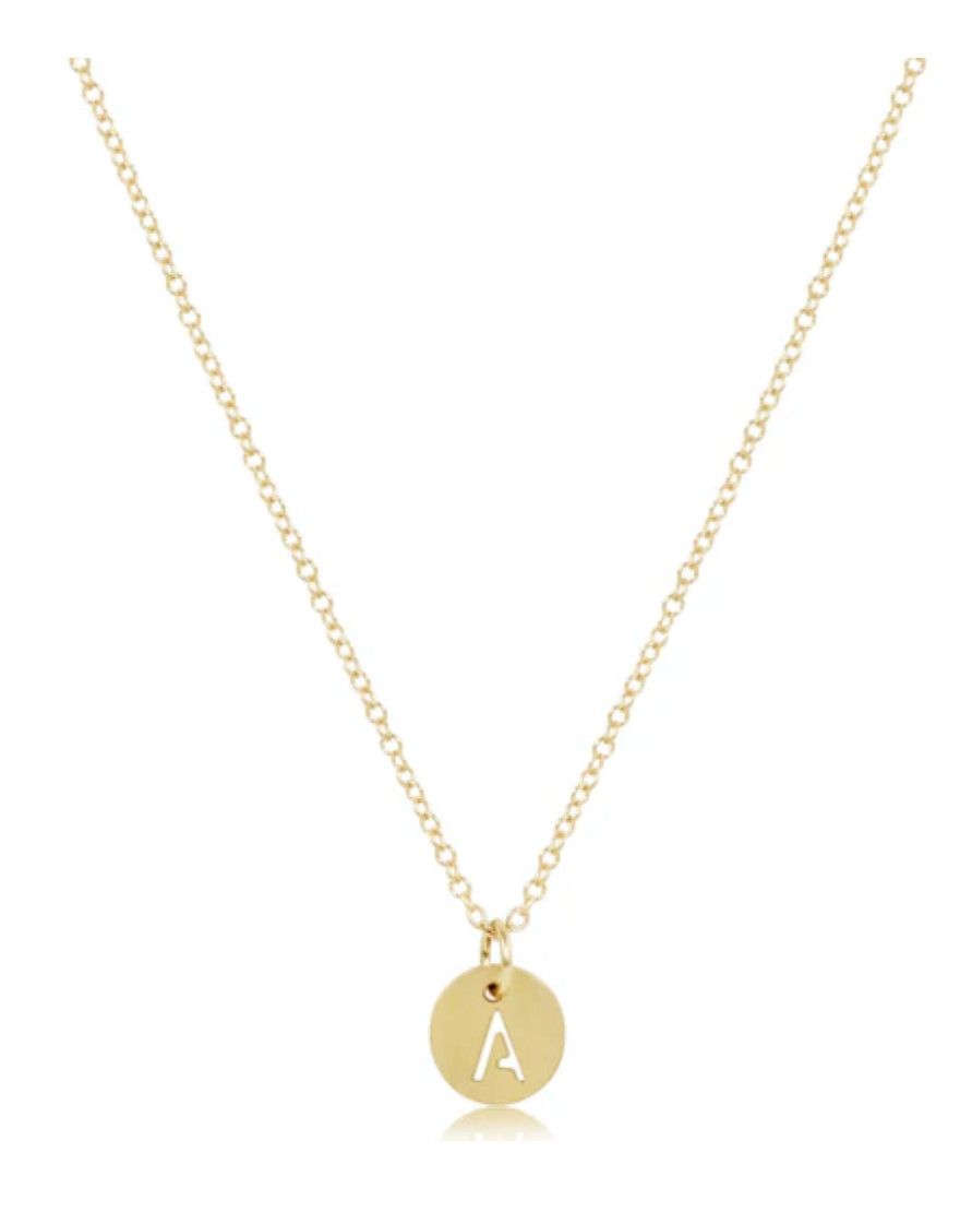 Respect Gold Small Gold Disc 16" Initial Necklace, Style: A
