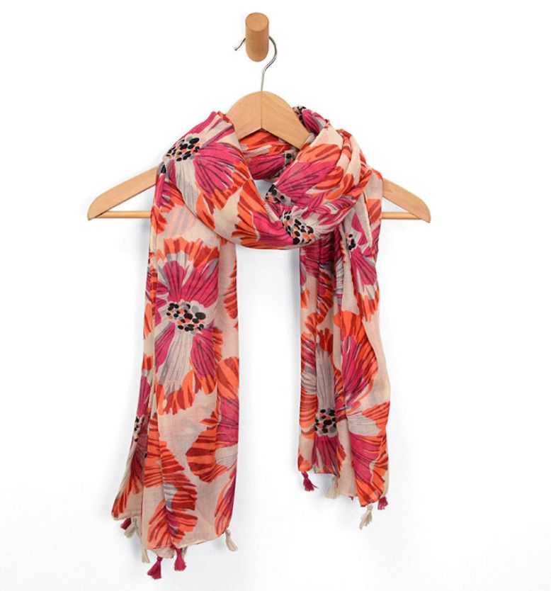 Rose Lily Tassel Scarf, Color: Fuchsia