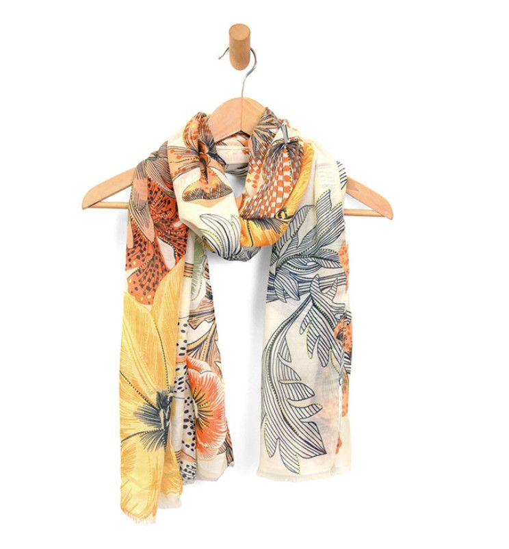 Tropical Botanical Scarf, Color: Yellow