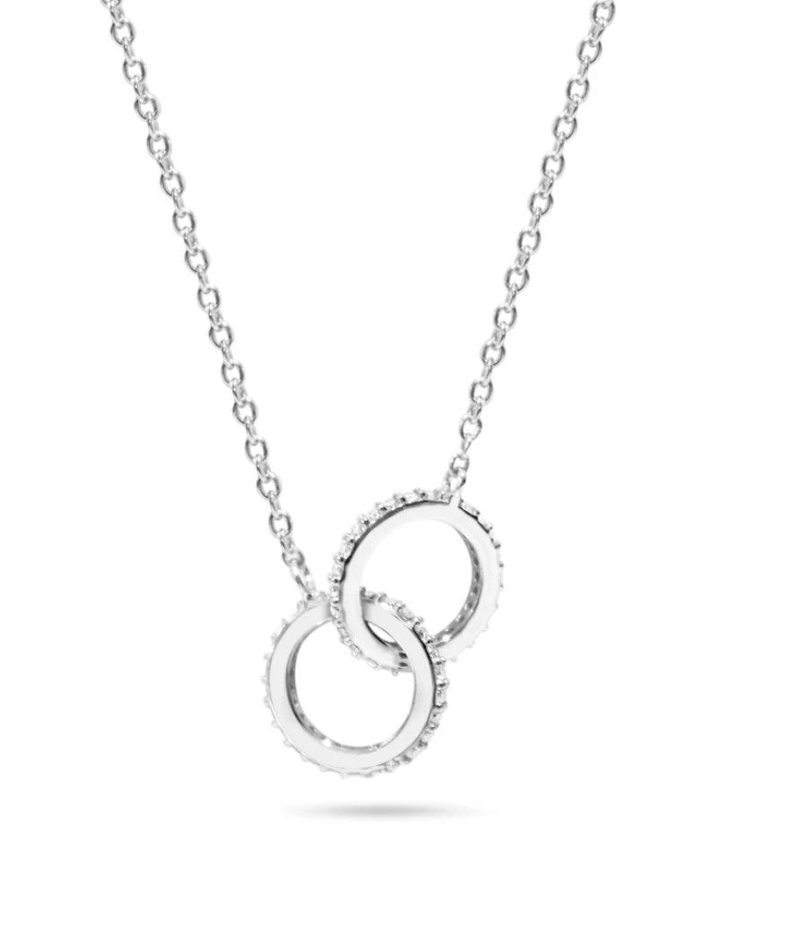 Pavé Mini Link Necklace, Color: Silver