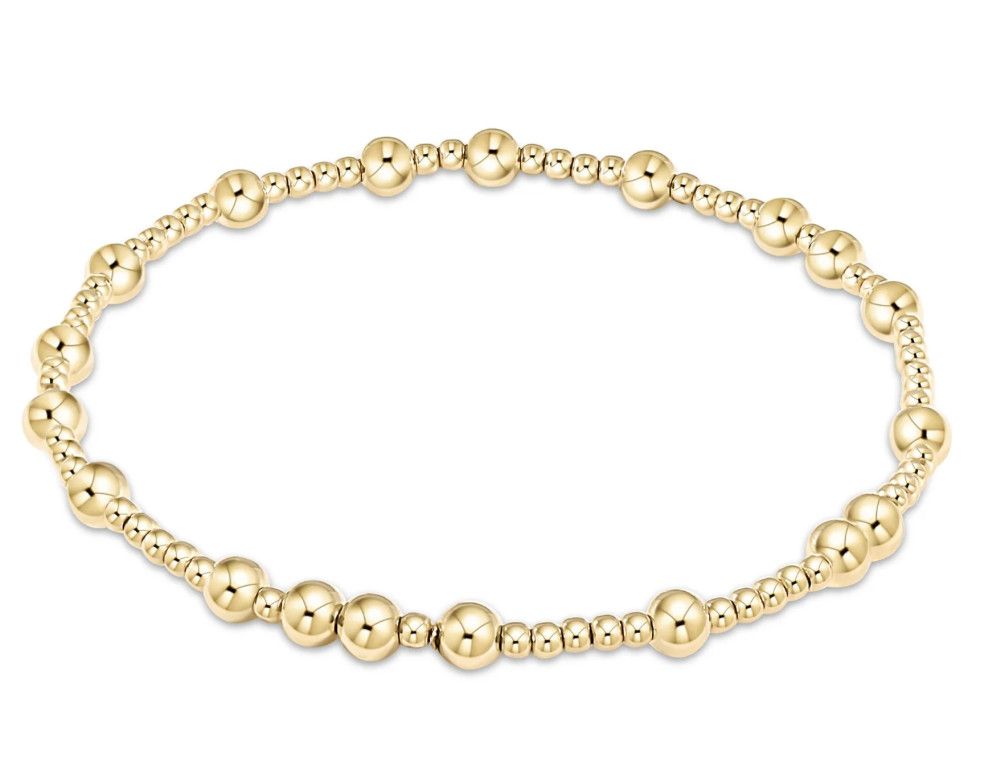eNewton EXTENDS Hope Unwritten 4mm Bead Bracelet in gold with polished beads, stretch design ideal for everyday wear