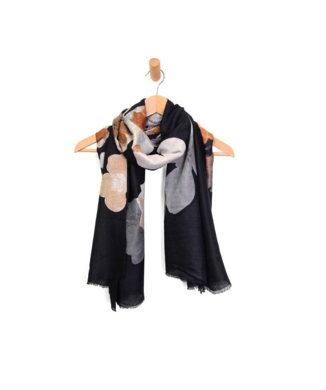 Layered Blooms Scarf, Color: Black