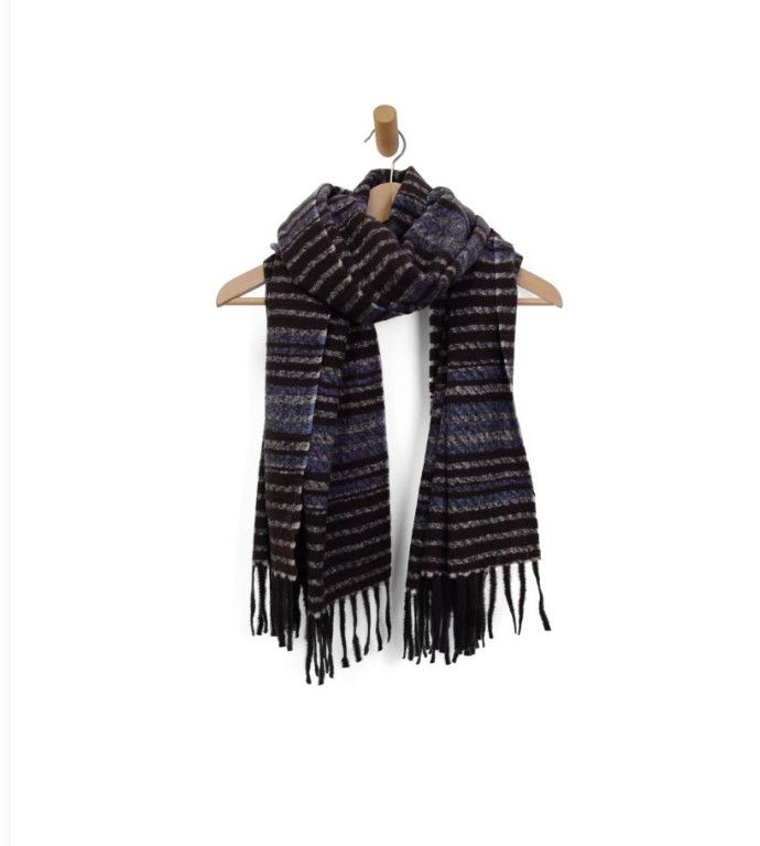 Shadow Stripe Fringe Scarf, Color: Blue
