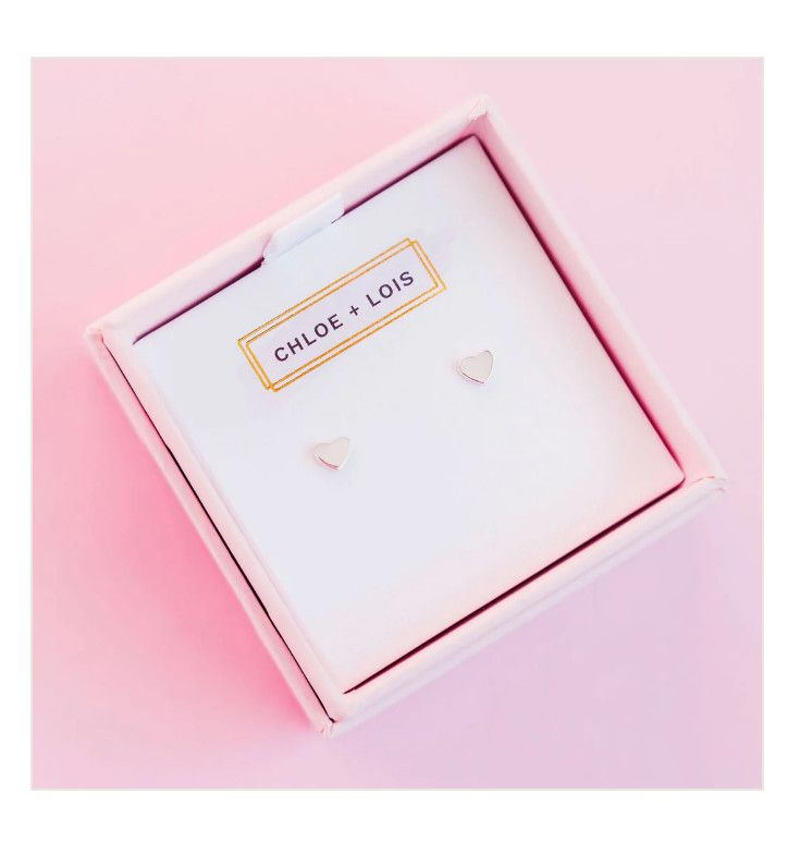 Mini Heart Studs, Color: Silver