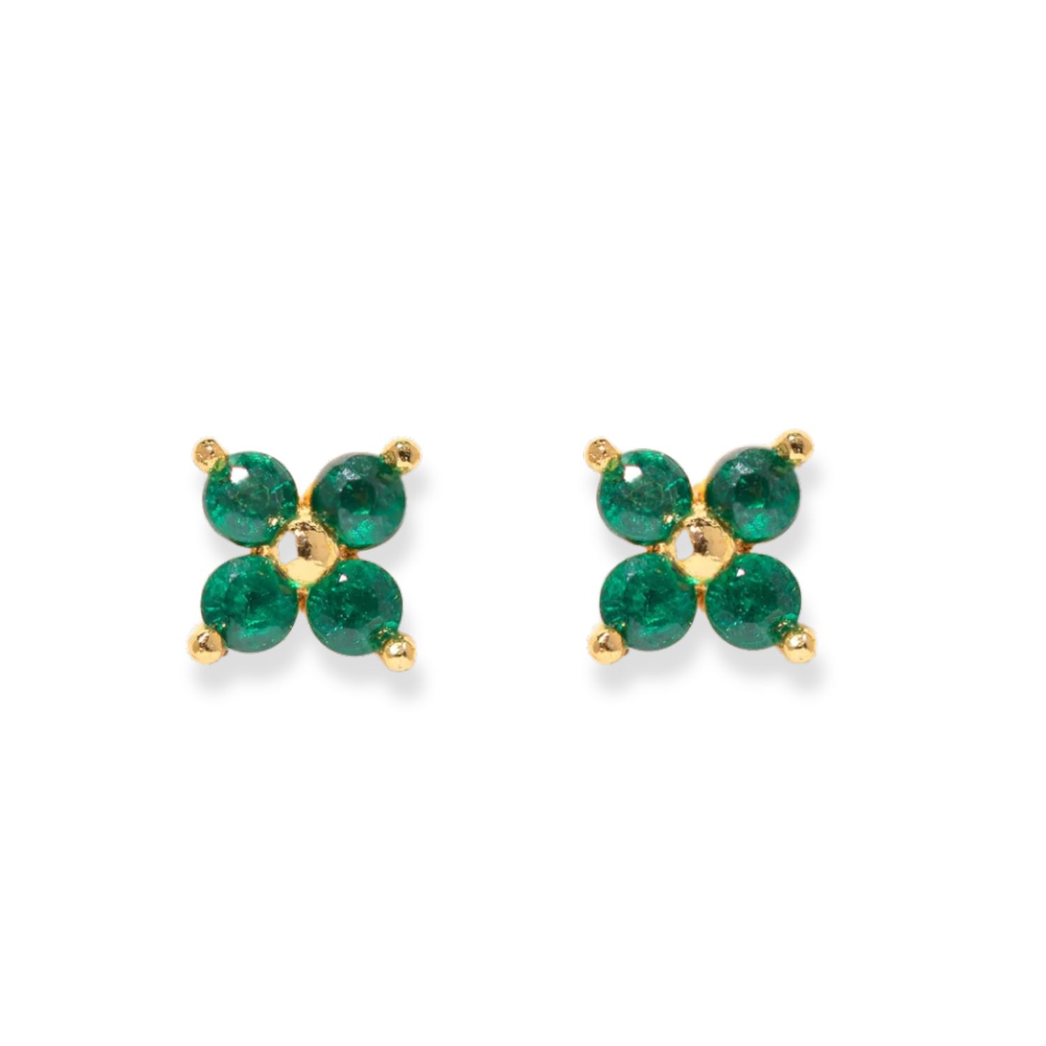 Teeny Tiny  Cluster Studs, Style: Emerald, Color: Gold