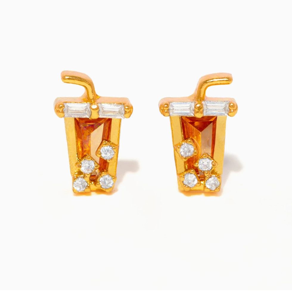 Iced Coffee Studs, Color: Gold