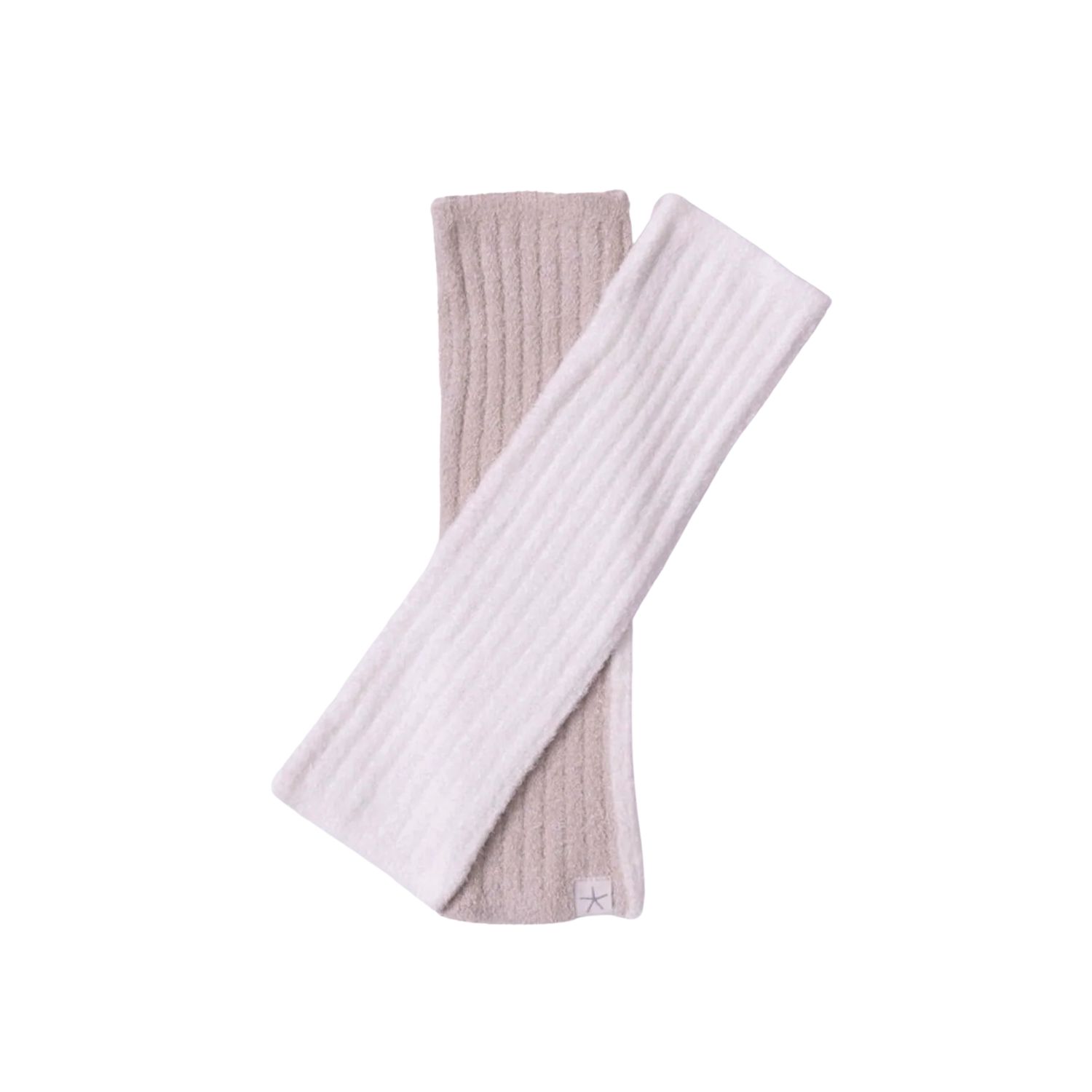 CozyChic Lite® Ribbed Color Block Fingerless Gloves, Color: STONE/PEARL