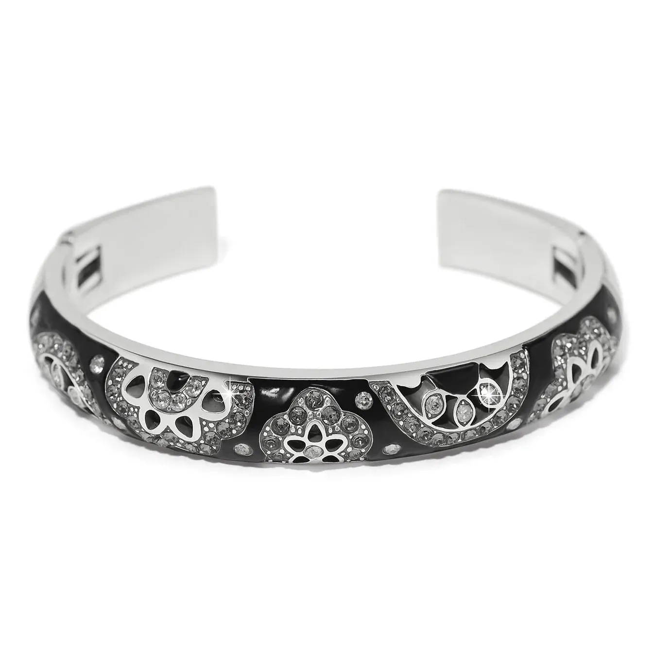 Flora Double Hinged Bangle Bracelet, Color: Black