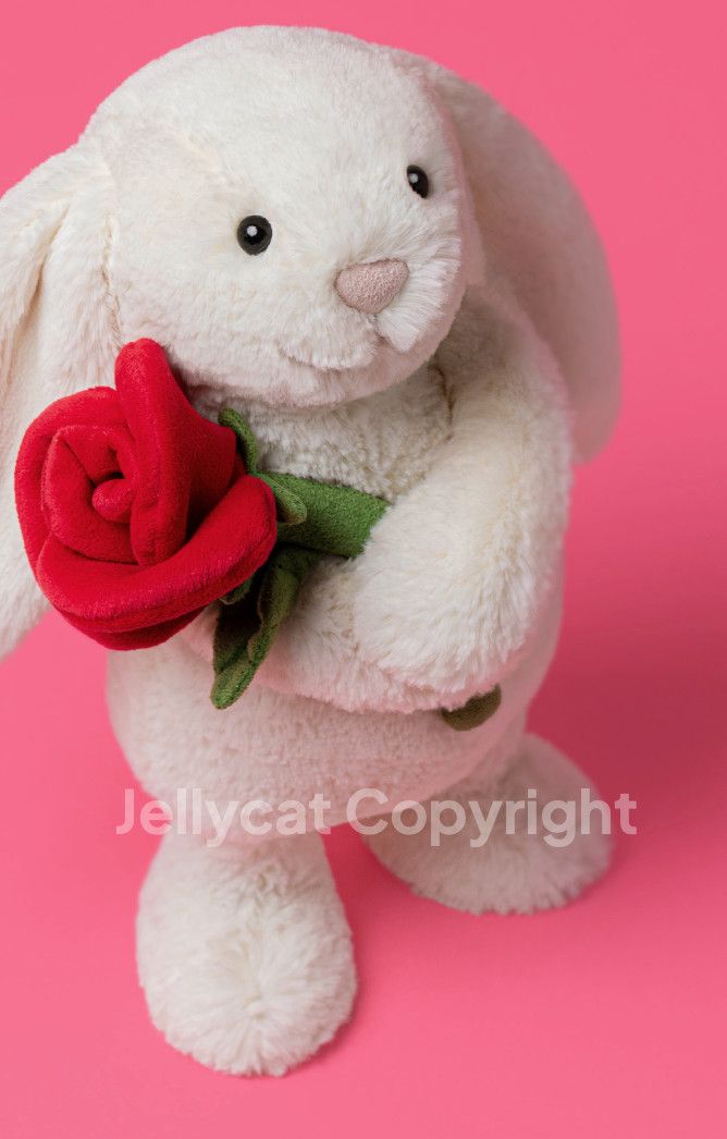 Cream Bunny with Rose, Size: Original