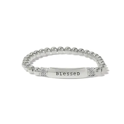 Meridian Blessed Petite Stretch Silver Bracelet