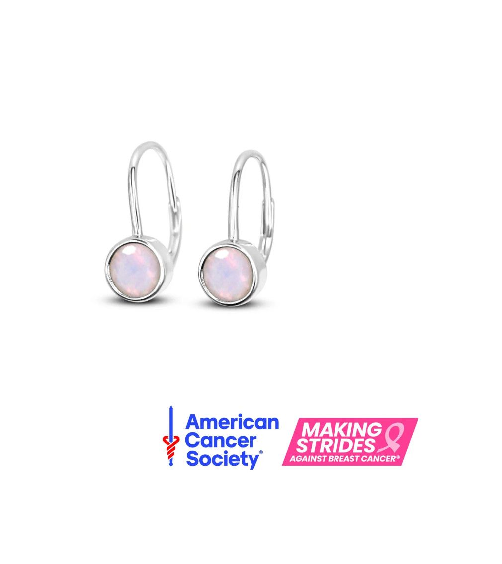 Chloe Leverback earrings in Cotton Candy Opal Pink at our boutique in Poughkeepsie, NY
