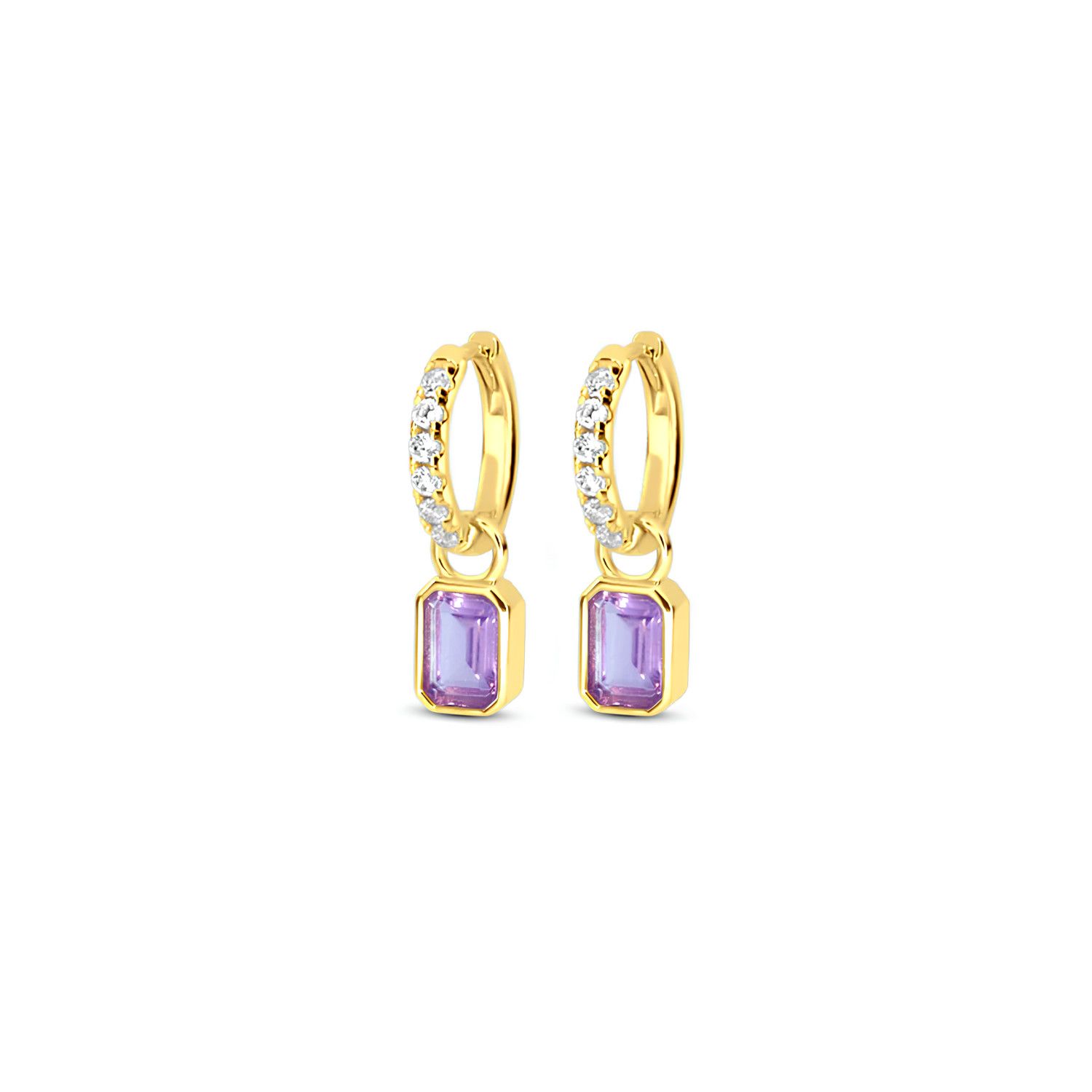 Lavender Quartz Mini Cushion Hoops