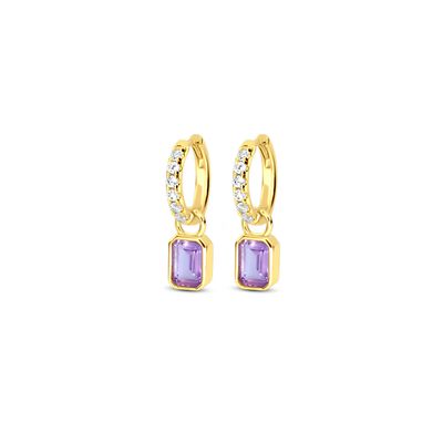 Lavender Quartz Mini Cushion Hoops