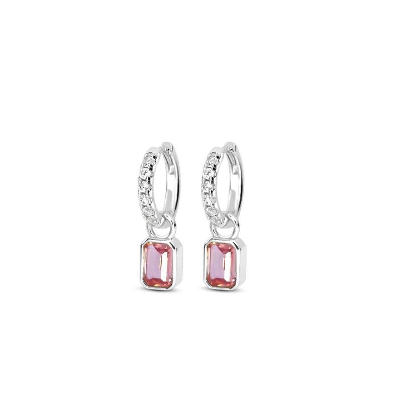 Blush Lilac Mini Cushion Hoops, Color: Silver