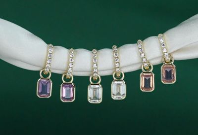 White CZ Mini Cushion Hoop Earrings at our boutique in Poughkeepsie, NY
