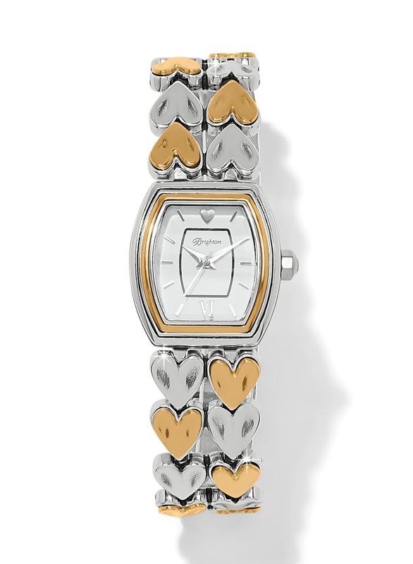 Brighton Two Tone Cascade Heart Watch with silver and gold tones and heart detail at our Poughkeepsie NY boutique.