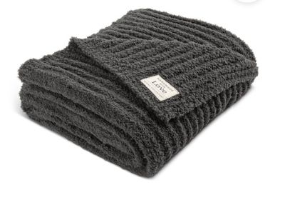 Giving Collection gray ribbed throw blanket 52x62 cozy home accent at our Poughkeepsie NY boutique
