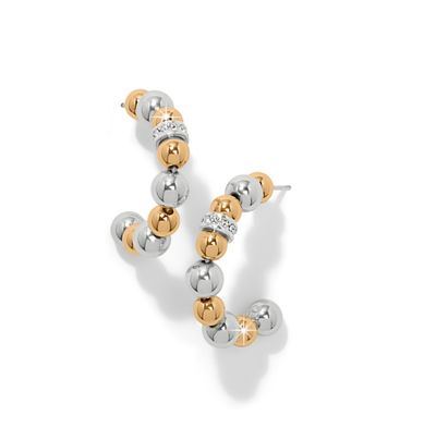 Silver and gold Meridian petite station hoop earrings with mixed metal design, elegant lightweight hoops
