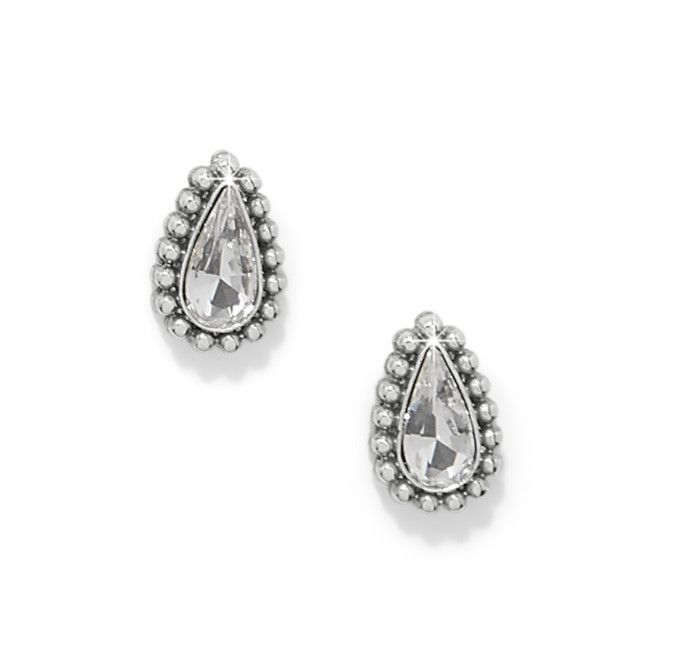 Brighton Silver Twinkle Luxe teardrop post earrings with sparkling crystal details, elegant silver earrings

