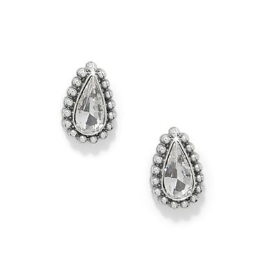 Brighton Silver Twinkle Luxe teardrop post earrings with sparkling crystal details, elegant silver earrings
