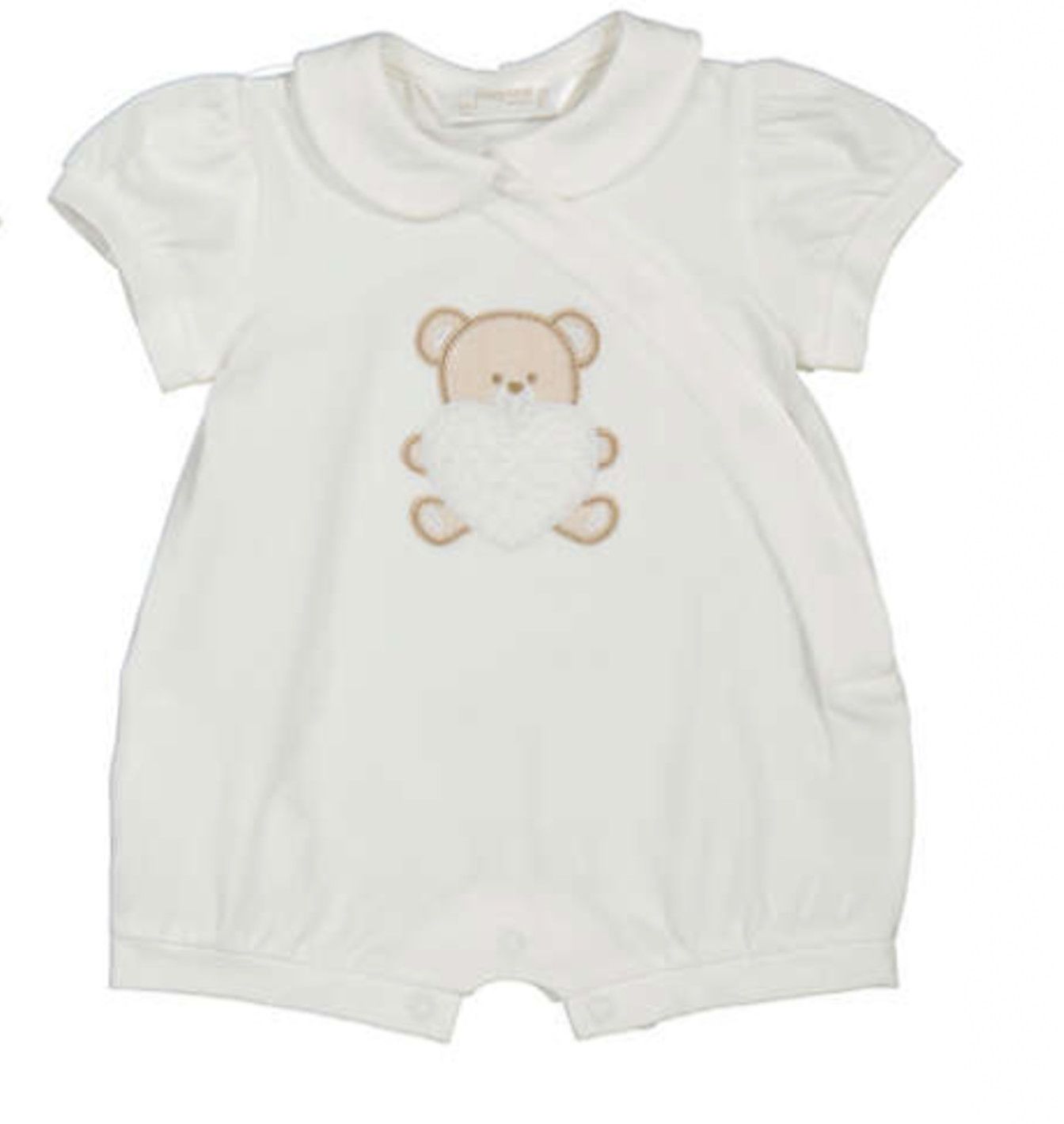 Teddy Bear with Heart Onesie, Size: 0-1. Newborn