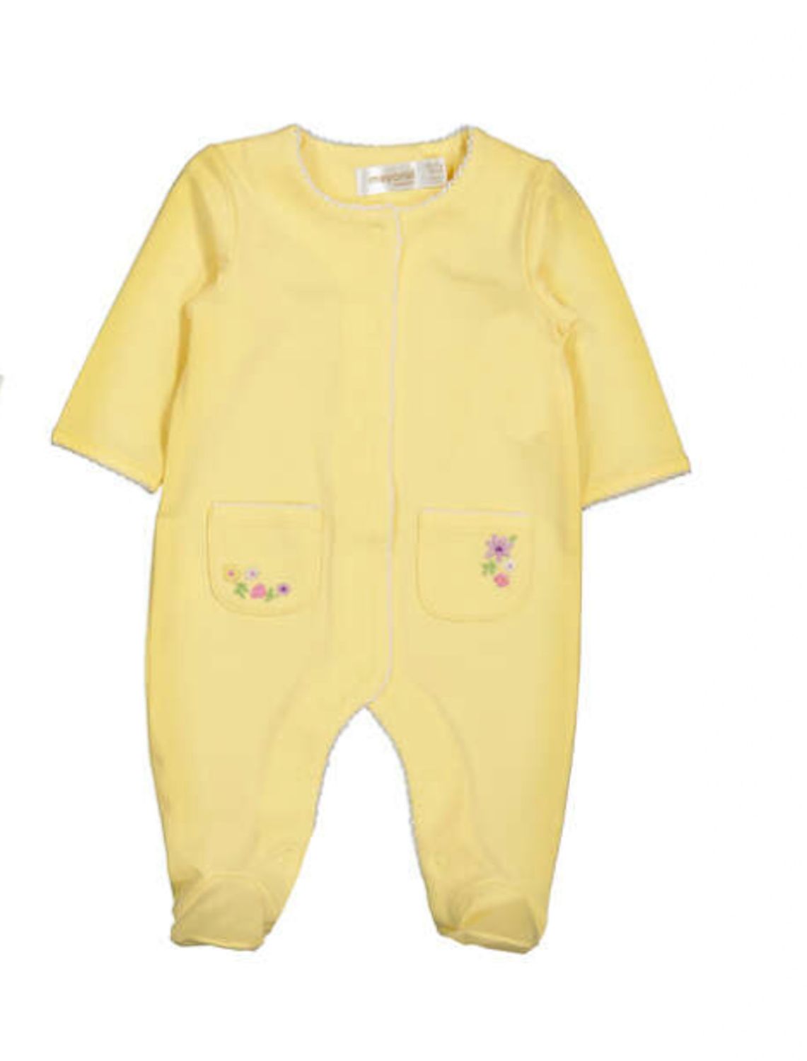 Sunny Yellow Flower Long Sleeve Romper, Size: 0-1. Newborn