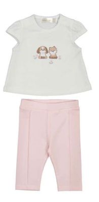 Mayoral Baby Rose Friends 3-piece legging set with soft pink tones, cozy baby outfit set for everyday wear
