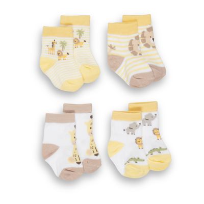 Sunny Yellow &amp; Tan Jungle Sock 4 piece set