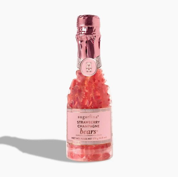 Strawberry Champagne Bears celebration bottle filled with gummies at our boutique in Poughkeepsie, Hudson Valley gift
