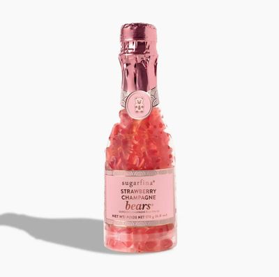 Strawberry Champagne Bears celebration bottle filled with gummies at our boutique in Poughkeepsie, Hudson Valley gift
