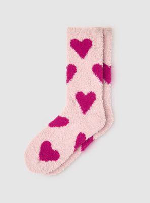 Barefoot Dreams CozyChic® Heart Print Socks | Dusty Rose Cherry