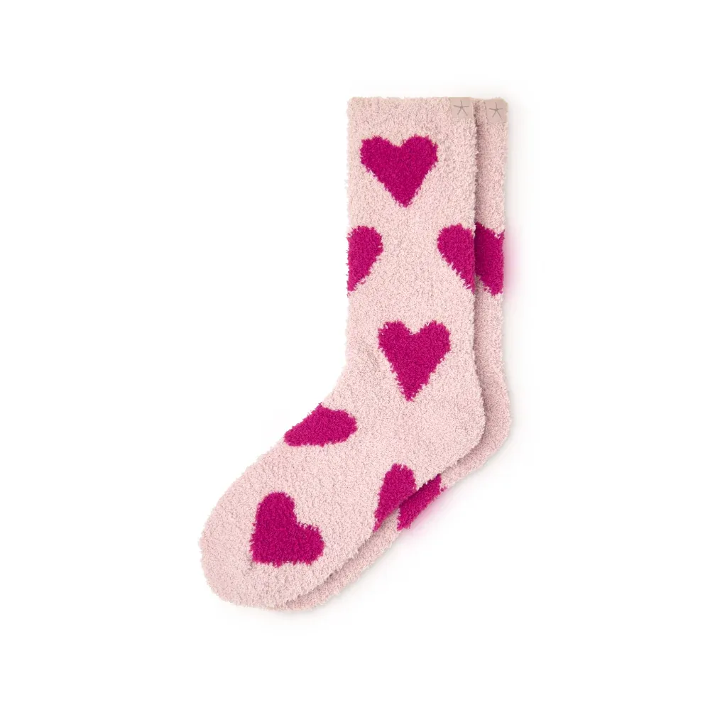 Barefoot Dreams CozyChic® Heart Print Socks | Dusty Rose Cherry