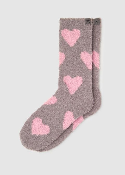Barefoot Dreams Cozychic® Heart Print Socks | Beach Rock Bloom