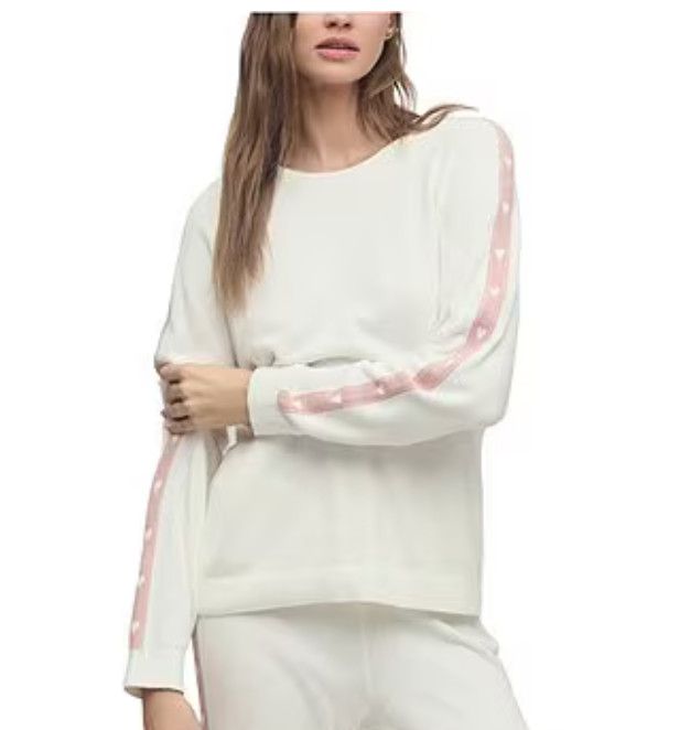 CozyChic Ultra Lite® Heart Stripe Pullover | Pearl Bloom, Size: Medium