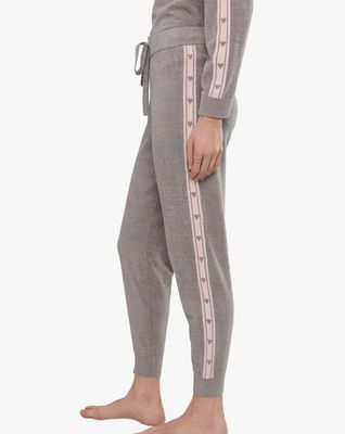 CozyChic Ultra Lite® Heart Stripe Jogger | Dove Gray &amp; Pink Sand