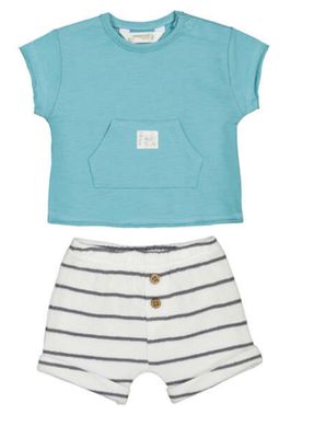Teal Striped Short Set