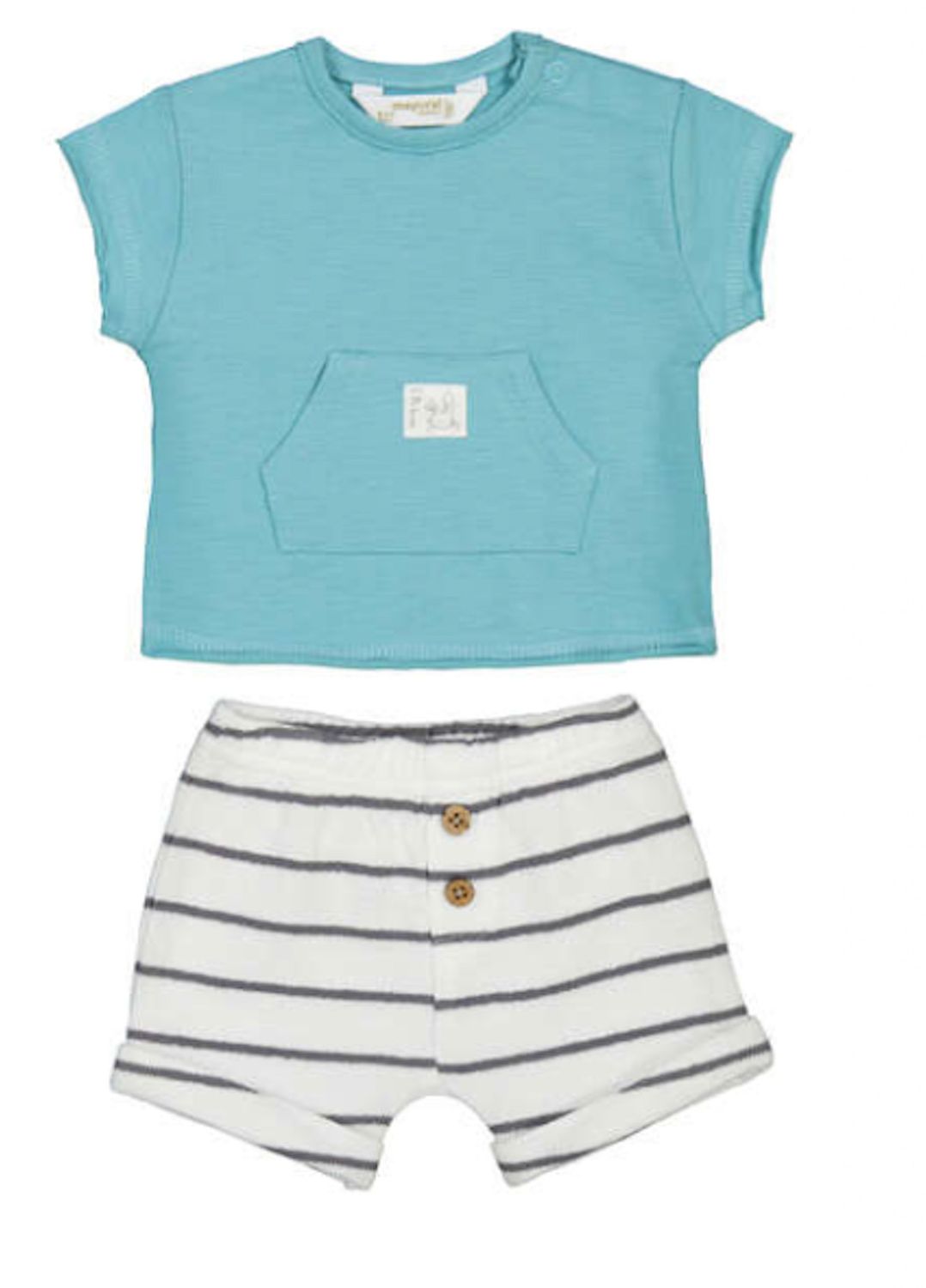 Teal Striped Short Set, Size: 1-2. 0-3m