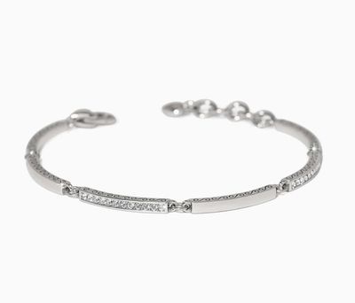 Silver Meridian Geo Bar Bracelet
