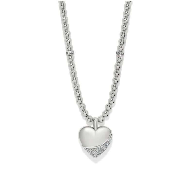 Brighton Silver Meridian petite wave heart necklace with elegant silver heart pendant at our boutique in Poughkeepsie NY

