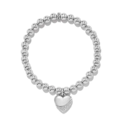 Silver Meridian Petite Wave Heart Stretch Bracelet