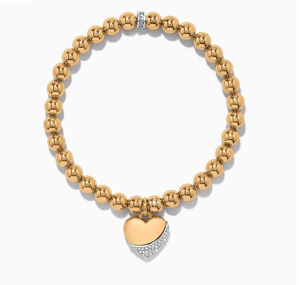 Gold Meridian Petite Wave Heart Stretch Bracelet