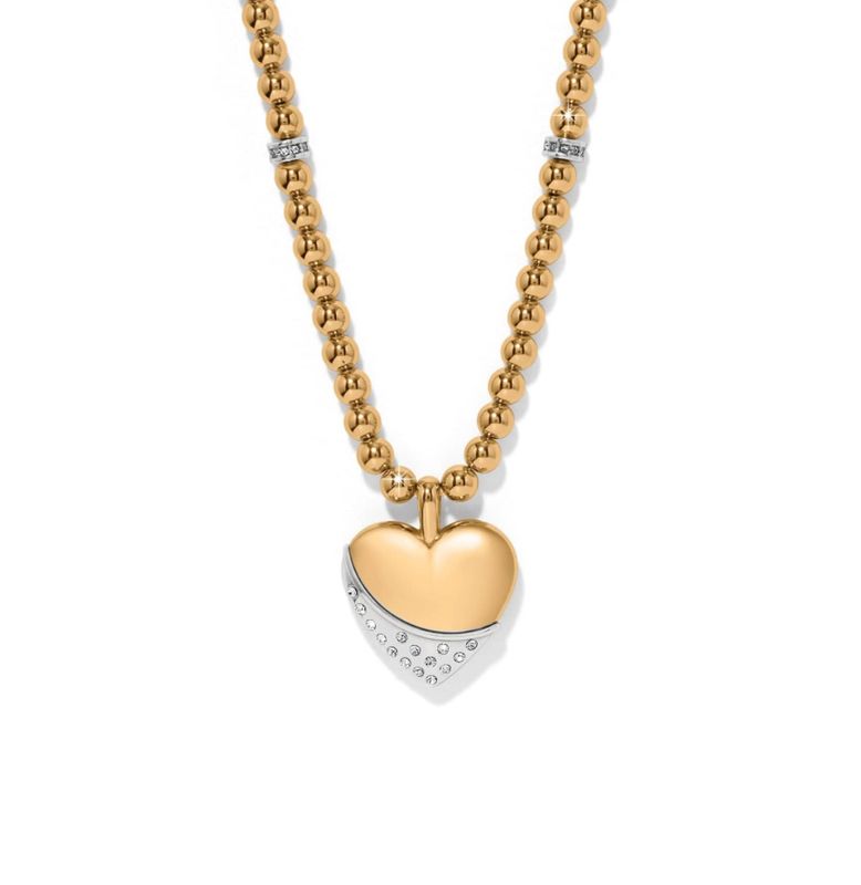 Brighton Gold Meridian petite wave heart necklace with elegant gold heart pendant at our boutique in Poughkeepsie NY
