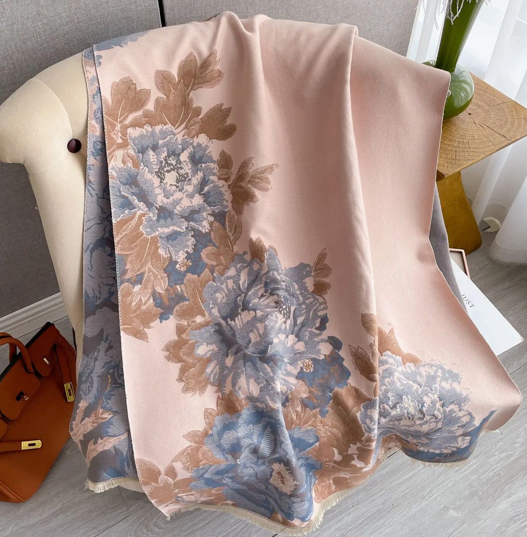 Pink and blue reversible wrap floral women’s accessory from Poughkeepsie NY boutique
