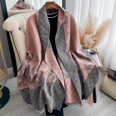 Pink / Gray Planting Reversible Wrap – Artisan Shawl